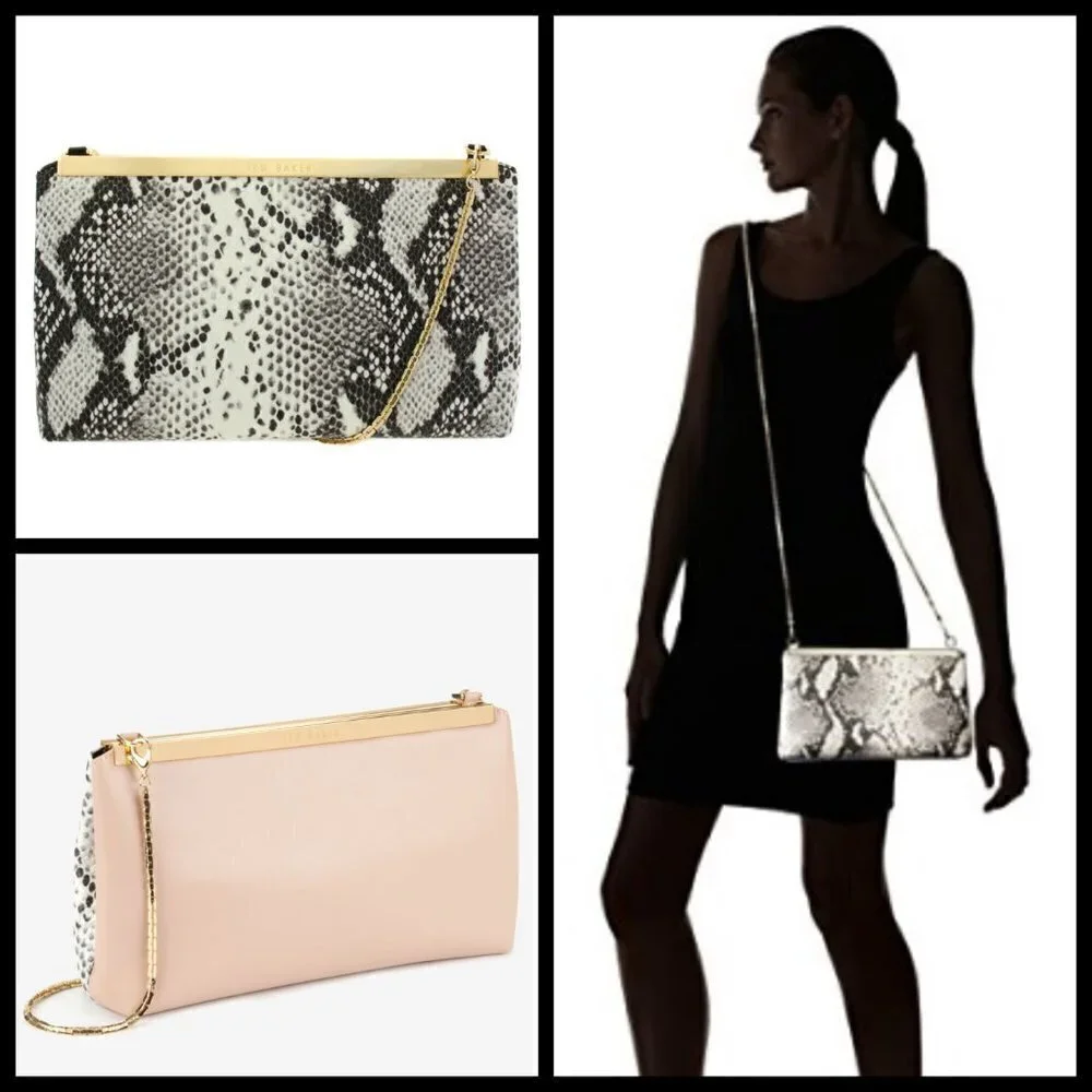 💕TED BAKER Reni Exotic Embossed Snakeskin Clutch